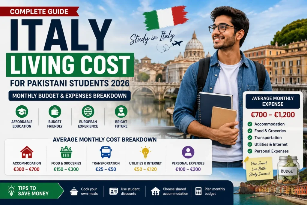 Italy Living Cost for Pakistani Students 2026 Complete Monthly Budget Guide